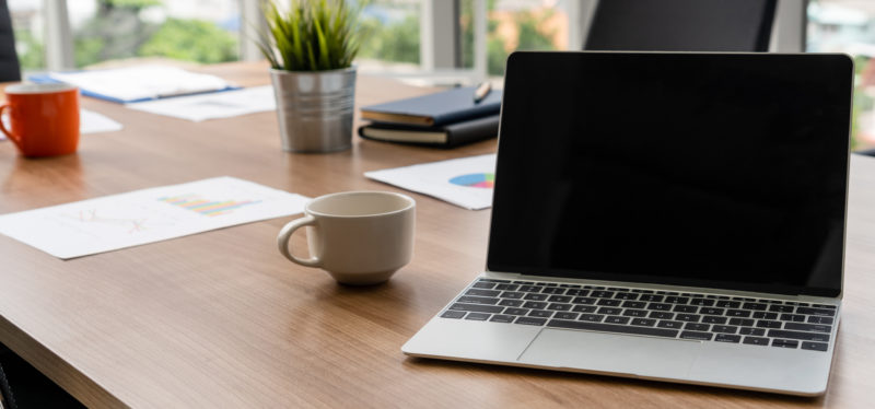 Laptop on desk