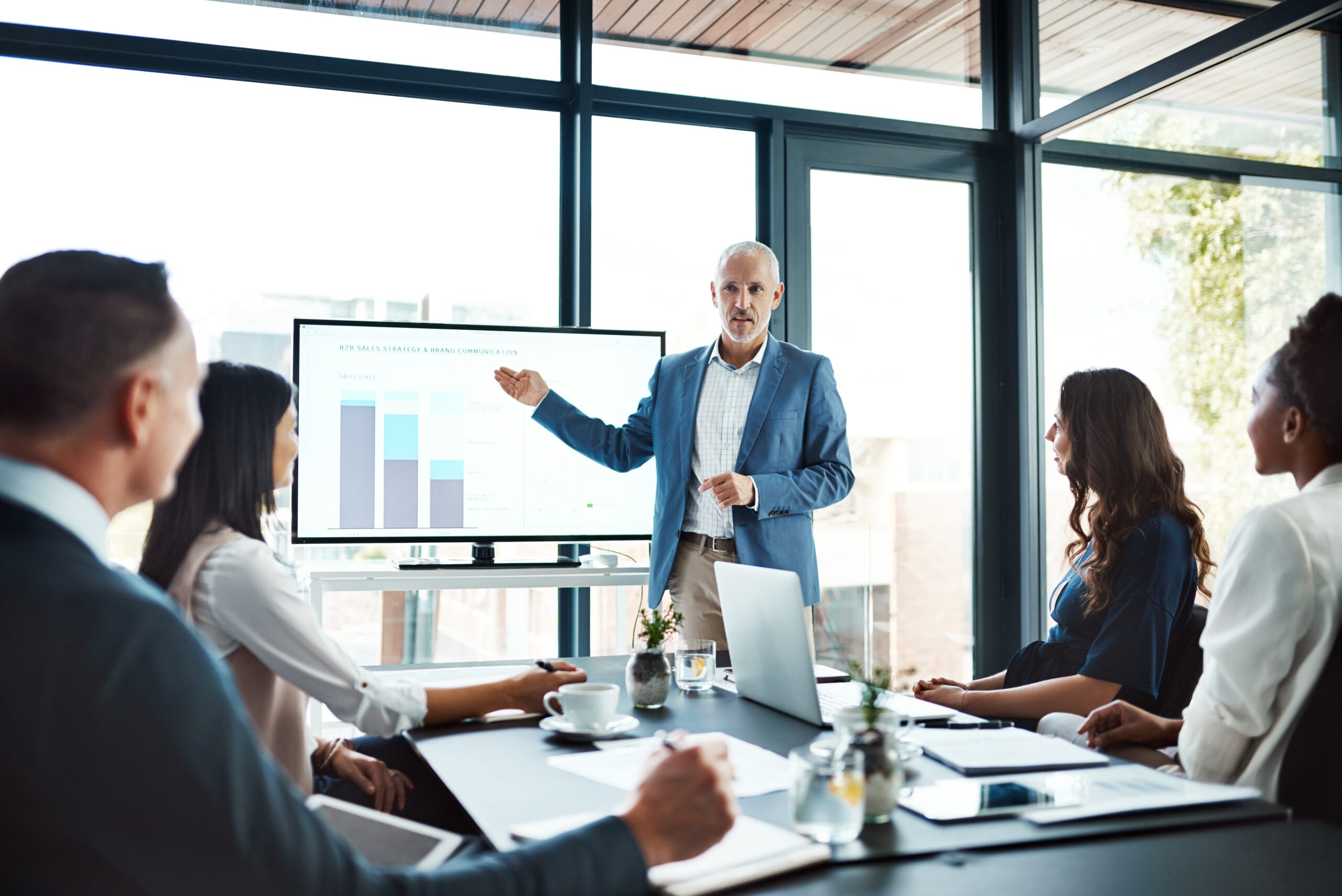 Man showing chart in a meeting